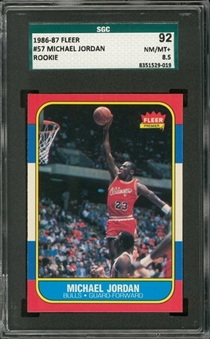 1986/87 Fleer #57 Michael Jordan Rookie Card – SGC 92 NM/MT+ 8.5
